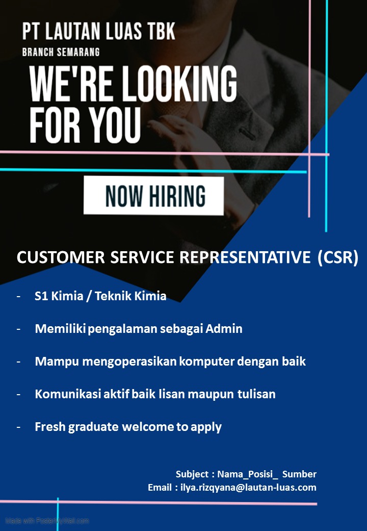 Customer Service Representative @ PT Lautan Luas, Tbk