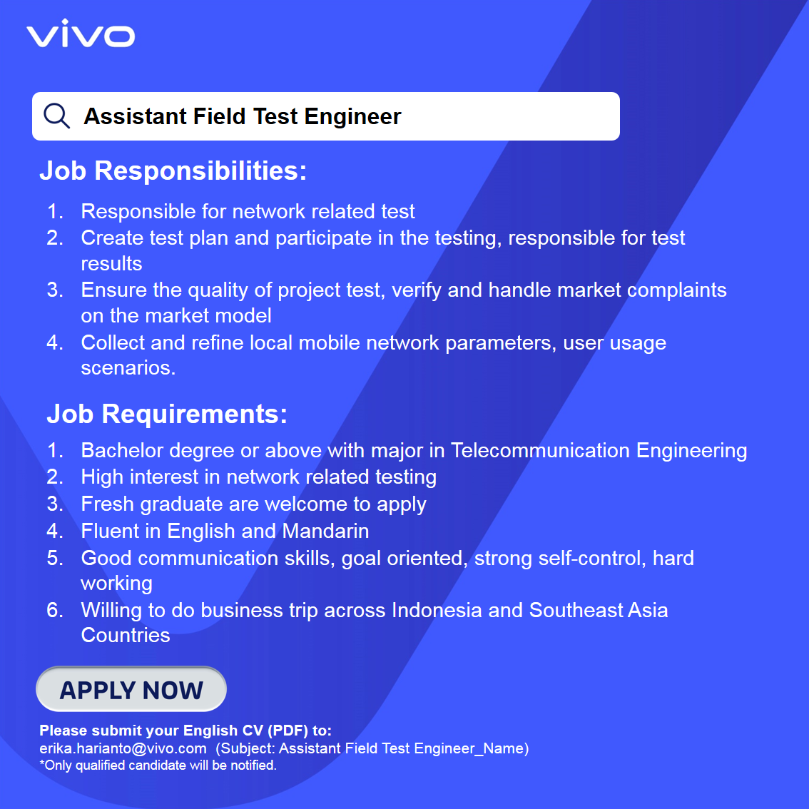 Assistant Field Test Engineer @ Vivo