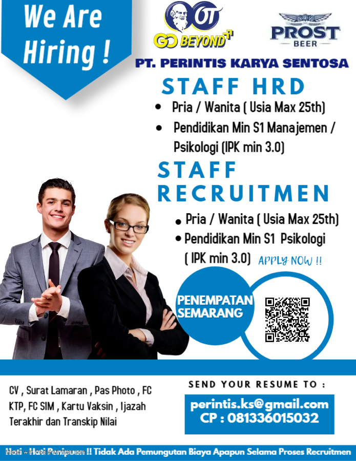 Staff HRD & Staff Recruitment @ PT Perintis Karya Sentosa