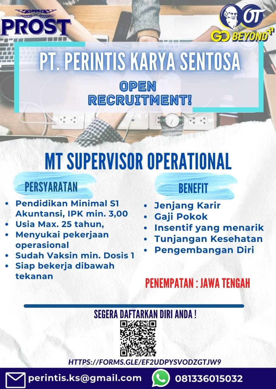 MT Supervisor Operasional @ PT Perintis Karya Sentosa