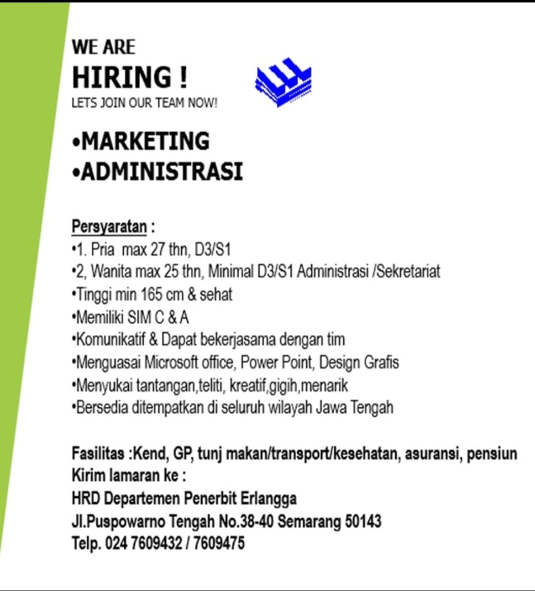 Marketing, Administrasi @ Penerbit Erlangga