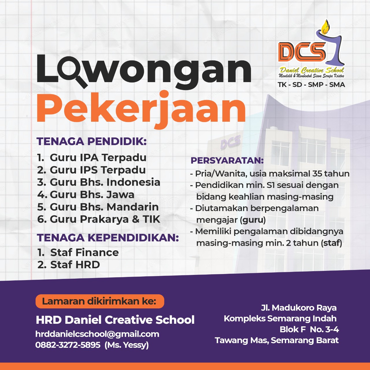 Tenaga Pendidik dan Kependidikan @ Daniel Creative School