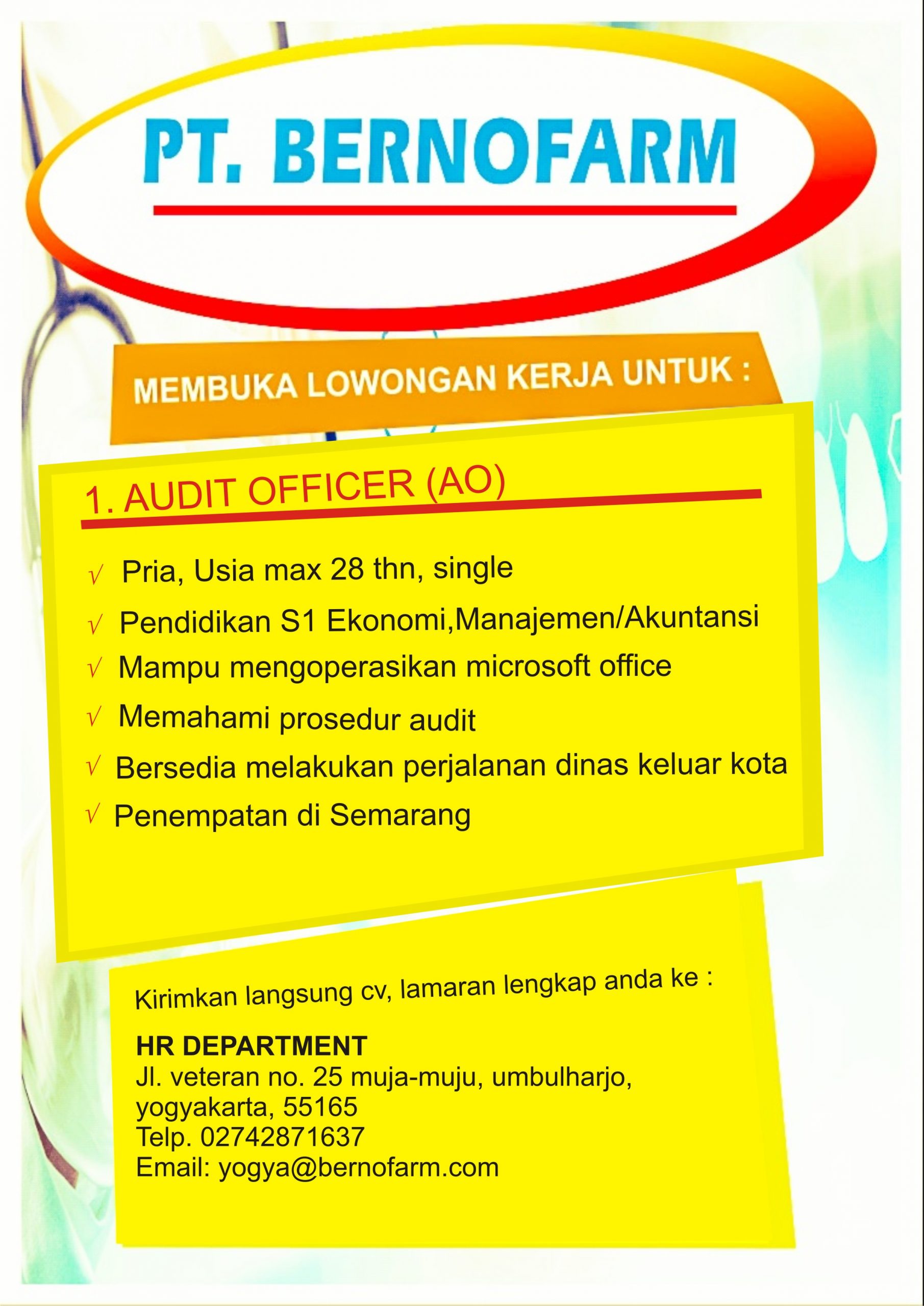 Audit Officer (AO) @ PT Bernofarm