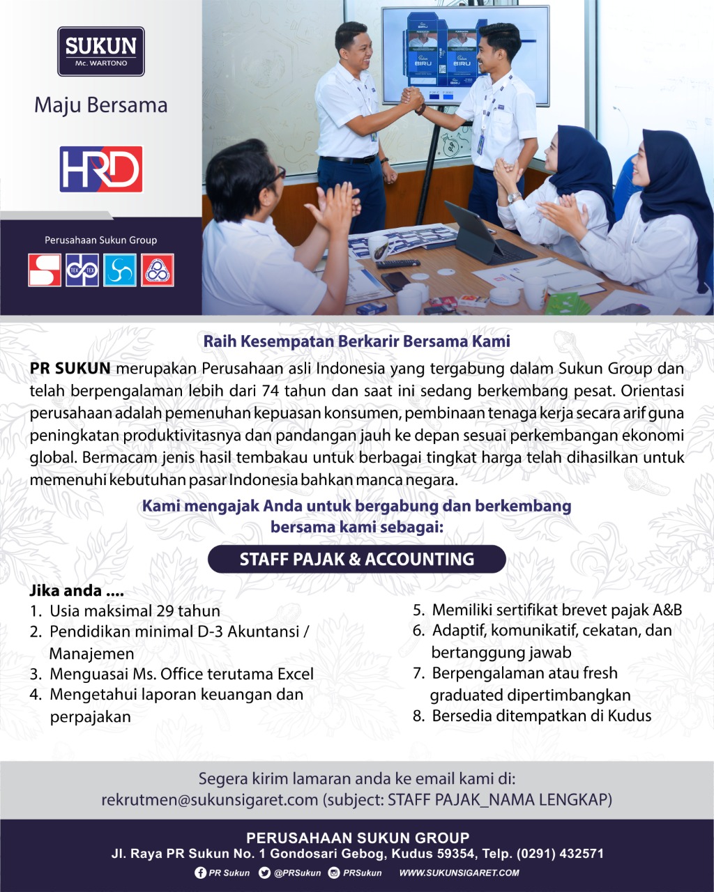 Staff pajak dan Accounting @ PR Sukun