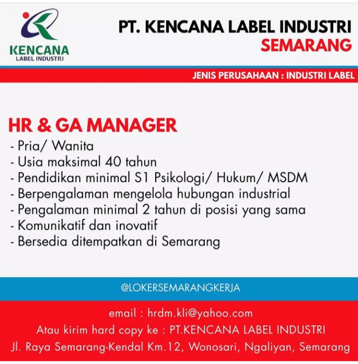 HR & GA PT Kencana Label Industri