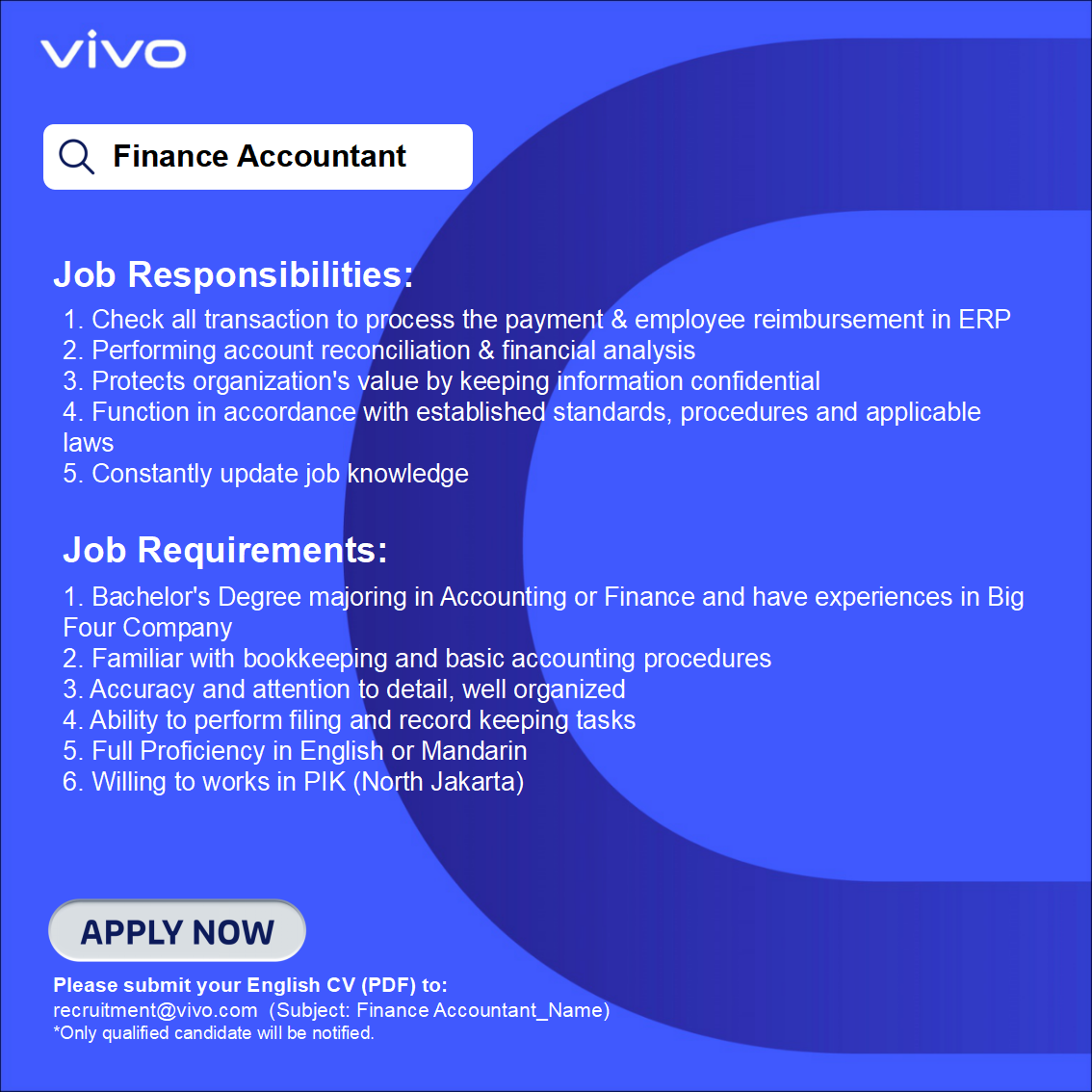 Finance Accountant @ Vivo