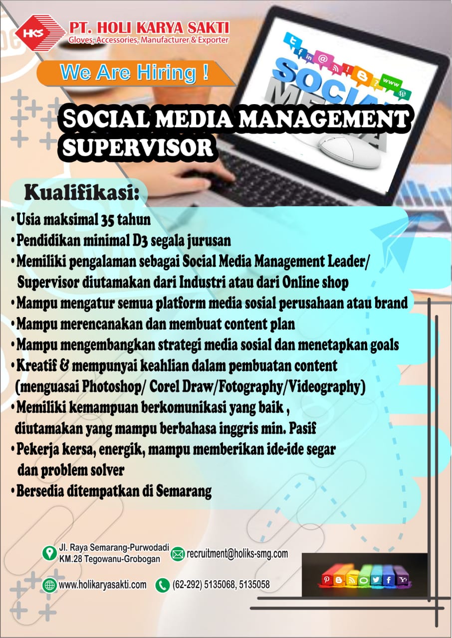 Social Media Management Supervisor @ PT Holi Karya Sakti