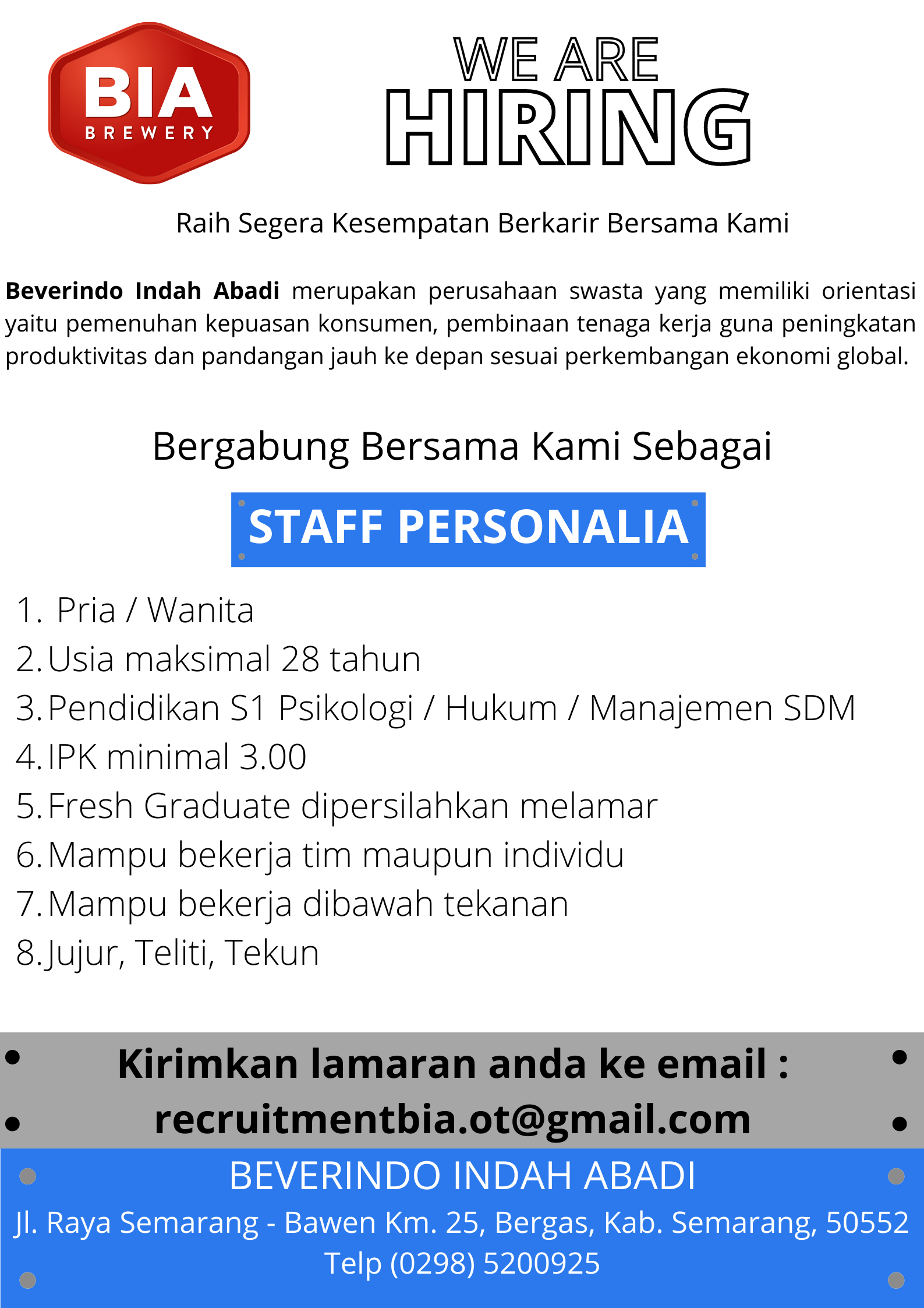 Staff Personalia @ Beverindo Indah Abadi