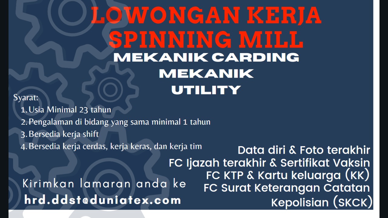 Mekanik Carding Mekanik Utility @ Duniatex