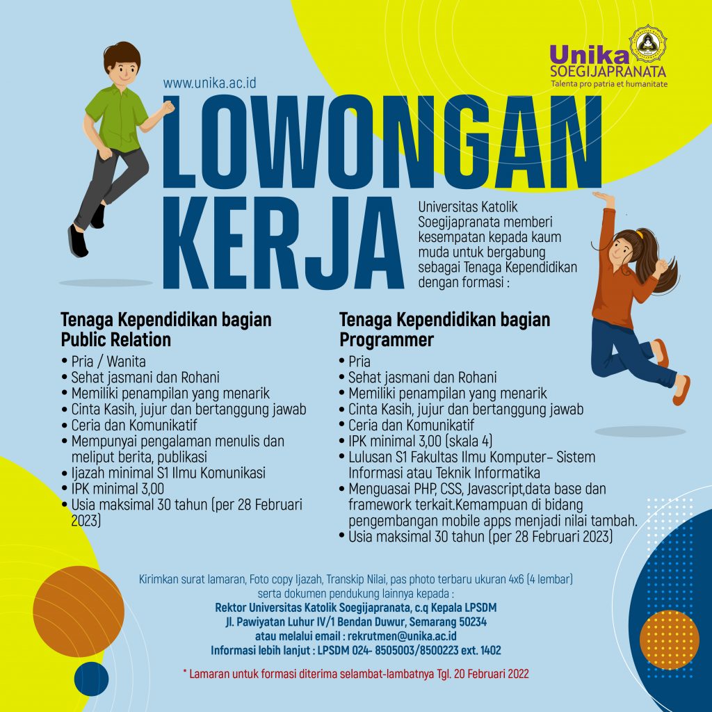 Poster Loker Tendik Unika Soegijapranata