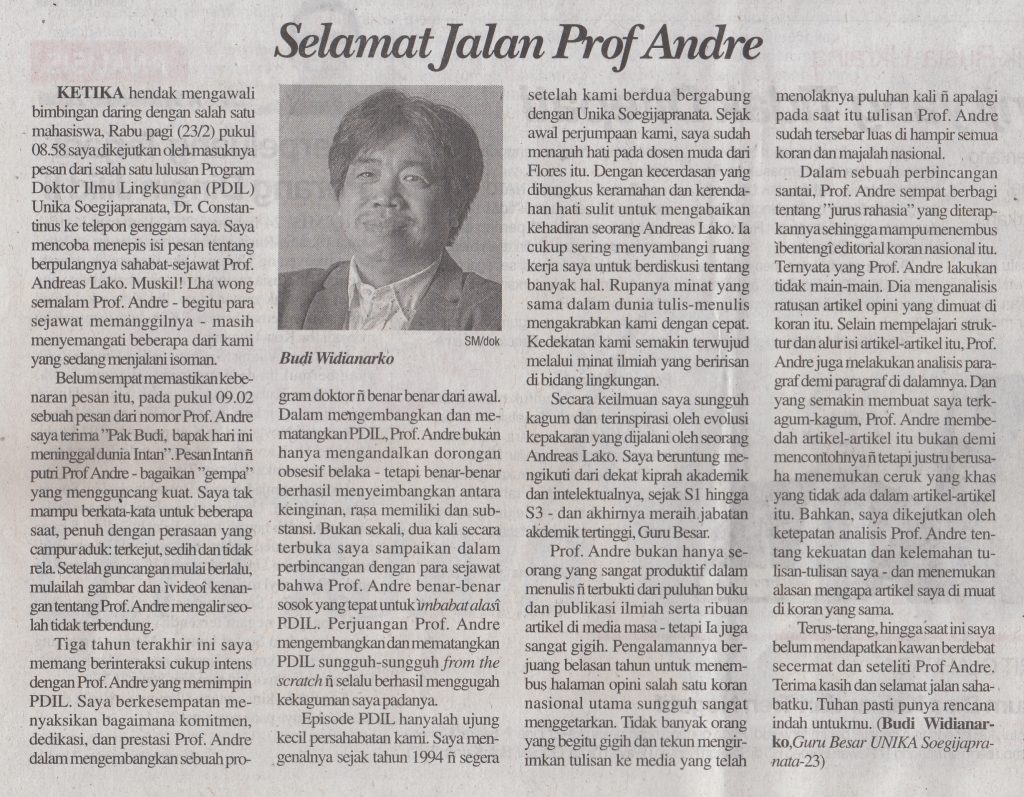 Selamat Jalan Prof Andre