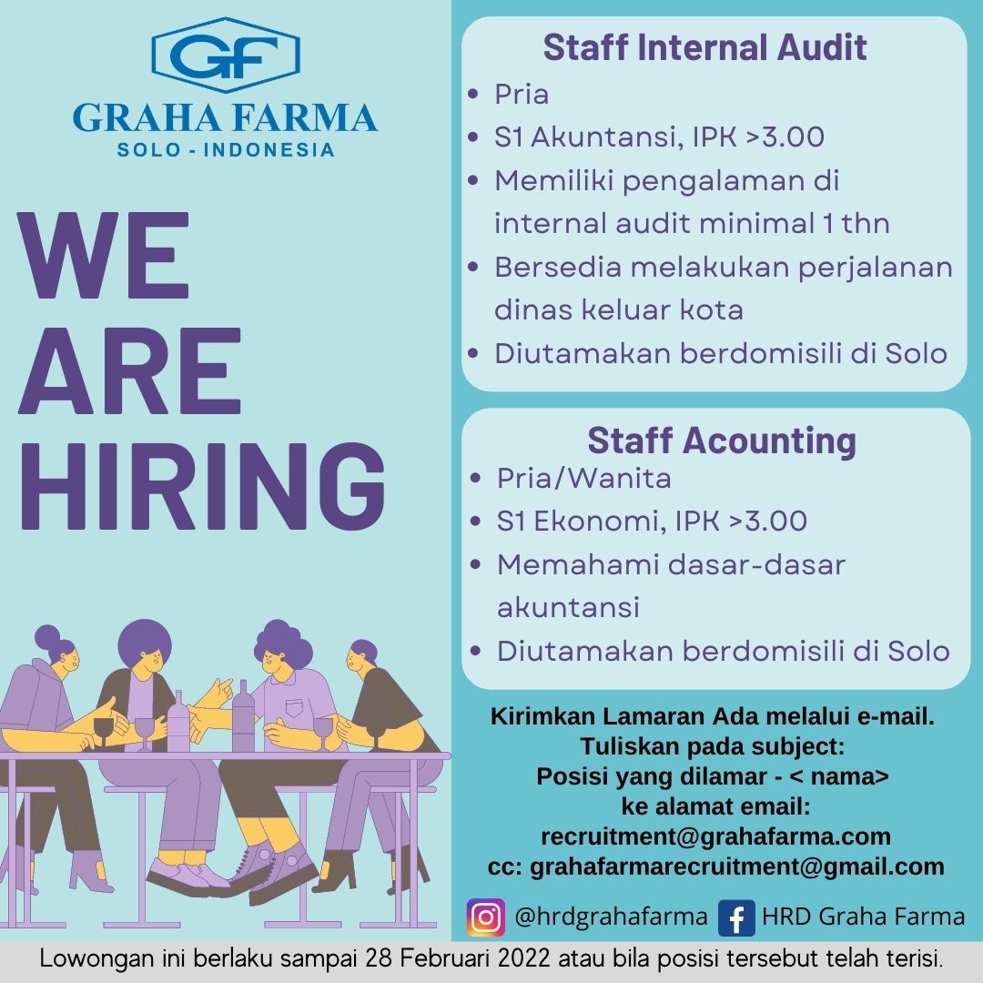 Staff Internal Audit, Staff Accounting @ Graha Farma