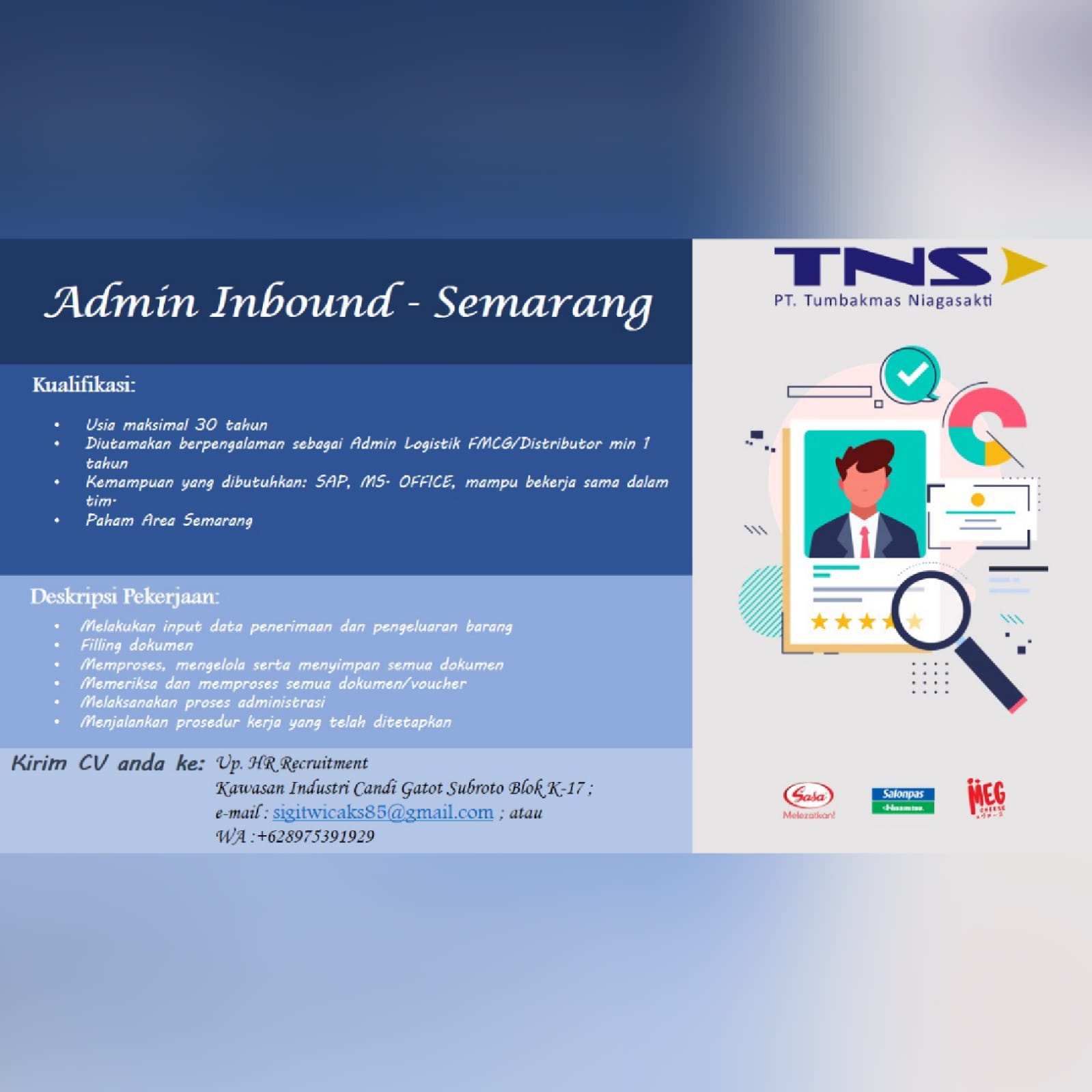 Admin Inbound – Semarang @ PT Tumbakmas Niagasakti