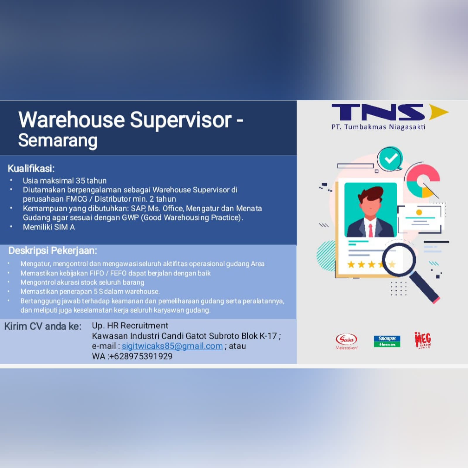 Warehouse Supervisor Semarang @ PT Tumbakmas Niagasakti