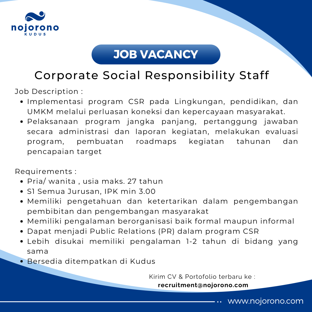 Corporate Social Responsibility Staff @ Nojorono