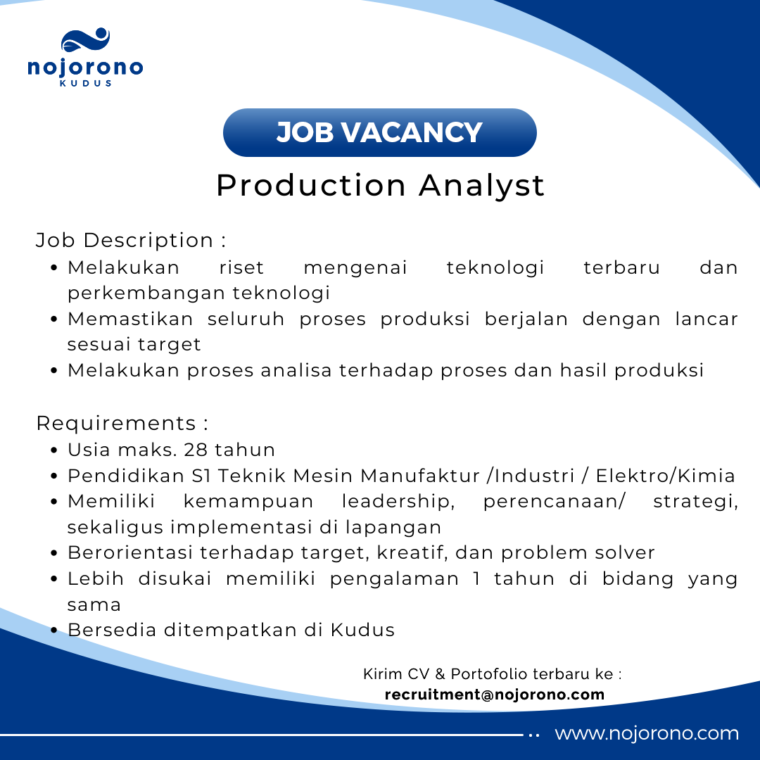 Production Analyst @ Nojorono