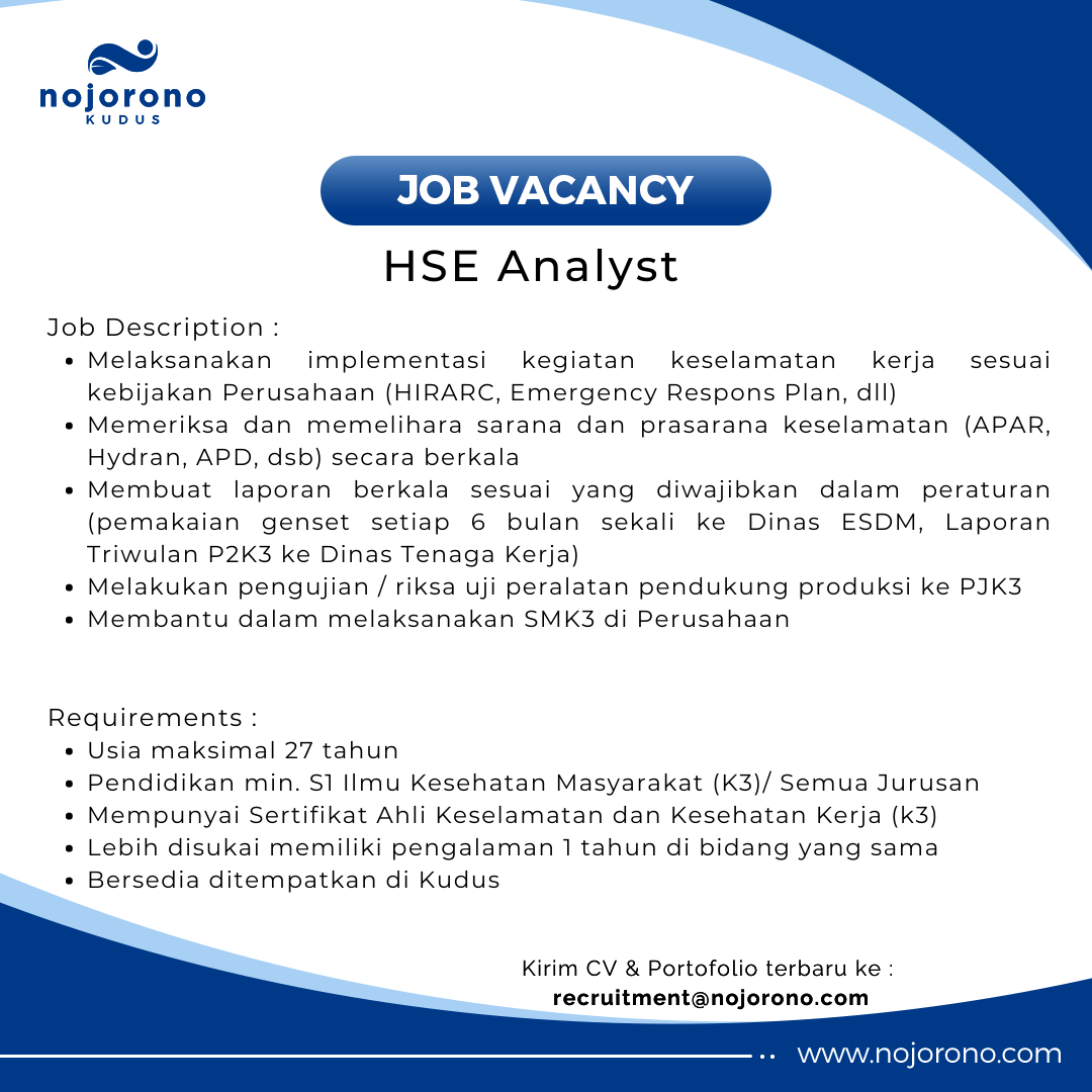 HSE Analyst @ Nojorono