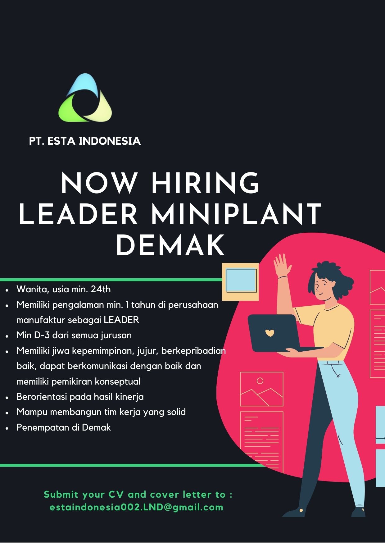 Leader Miniplant Demak @ PT Esta Indonesia