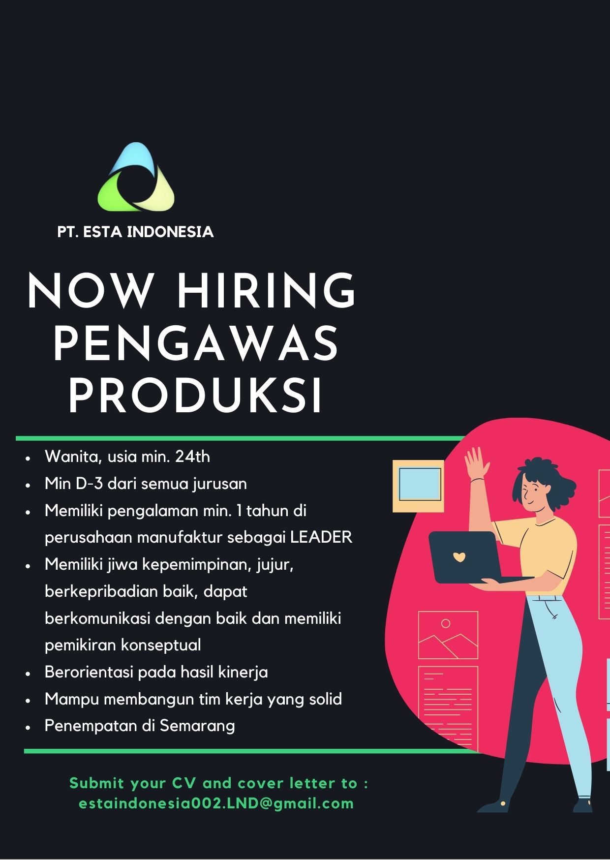 Pengawas Produksi @ PT Esta Indonesia