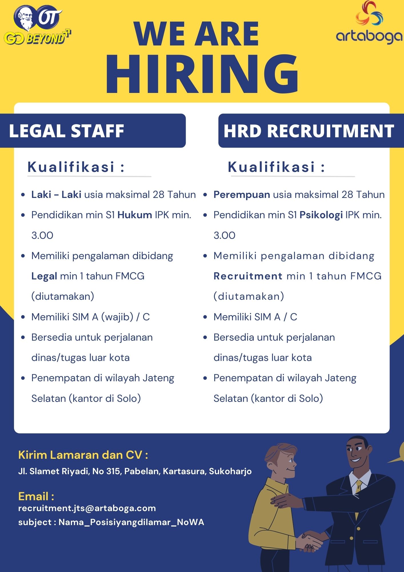 Legal Staff, HRD Recruitment @ Artaboga