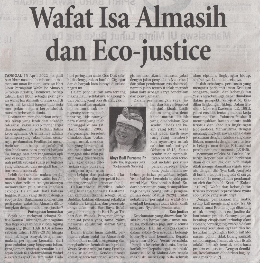 Wafat Isa Almasih dan Eco-Justice