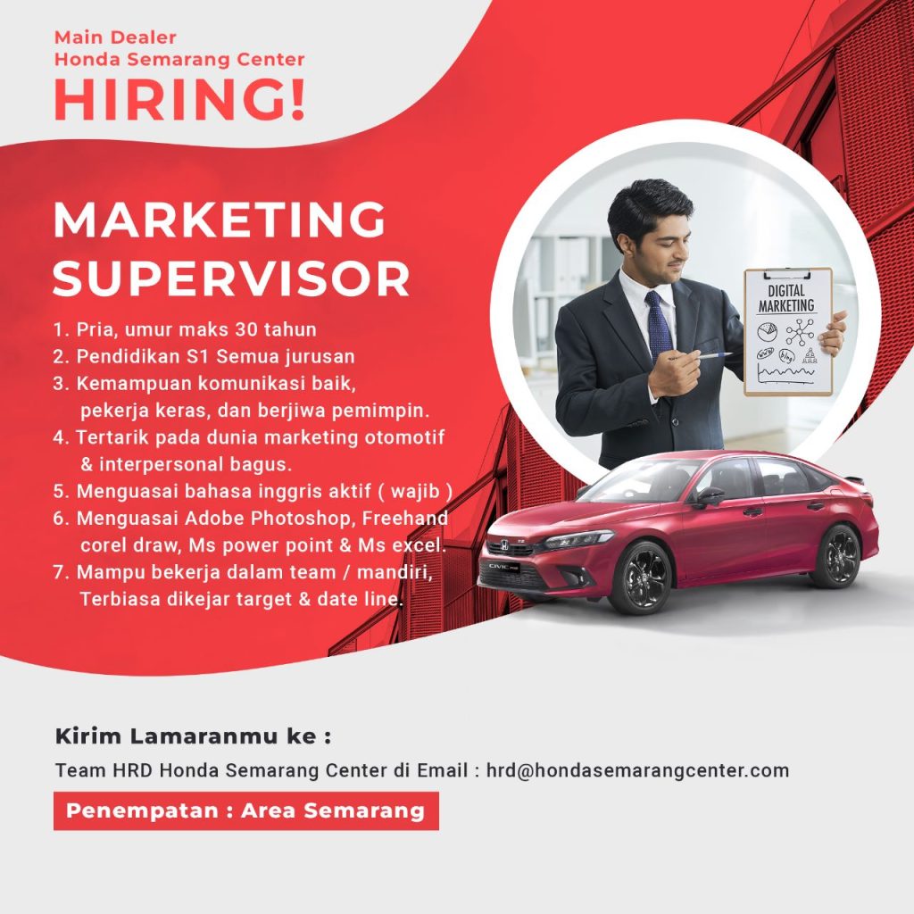 Marketing Supervisor @Honda Semarang Center - SCU