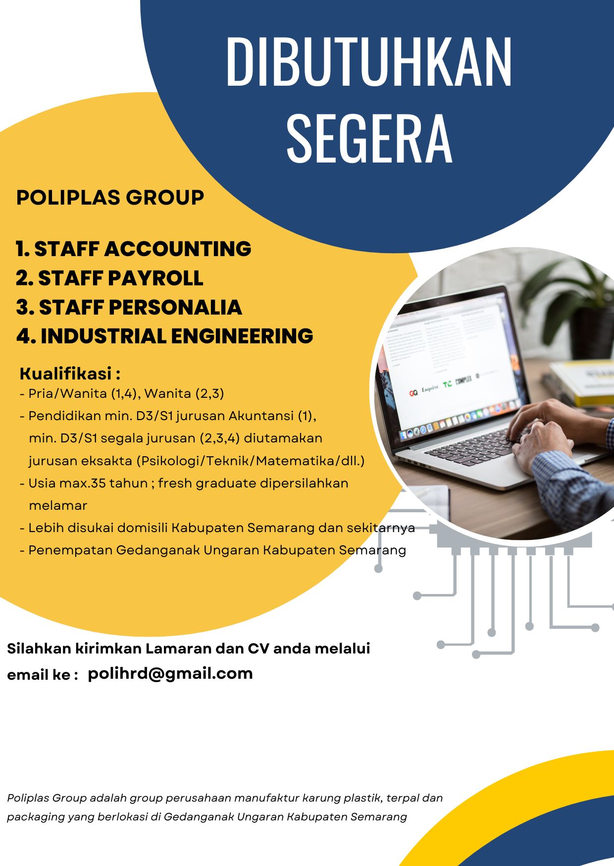 Lowongan Kerja Juli 2023 - POLIPLAS GROUP - Staff Accounting, Staff ...