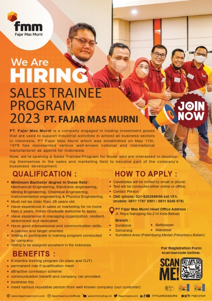 Lowongan Kerja September 2023 – FAJAR MAS MURNI – Sales Trainee