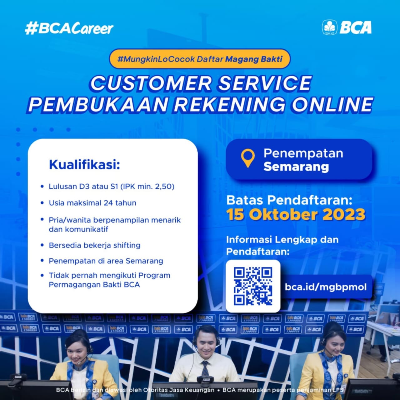 Lowongan Kerja Oktober 2023 – BCA  – Customer Service