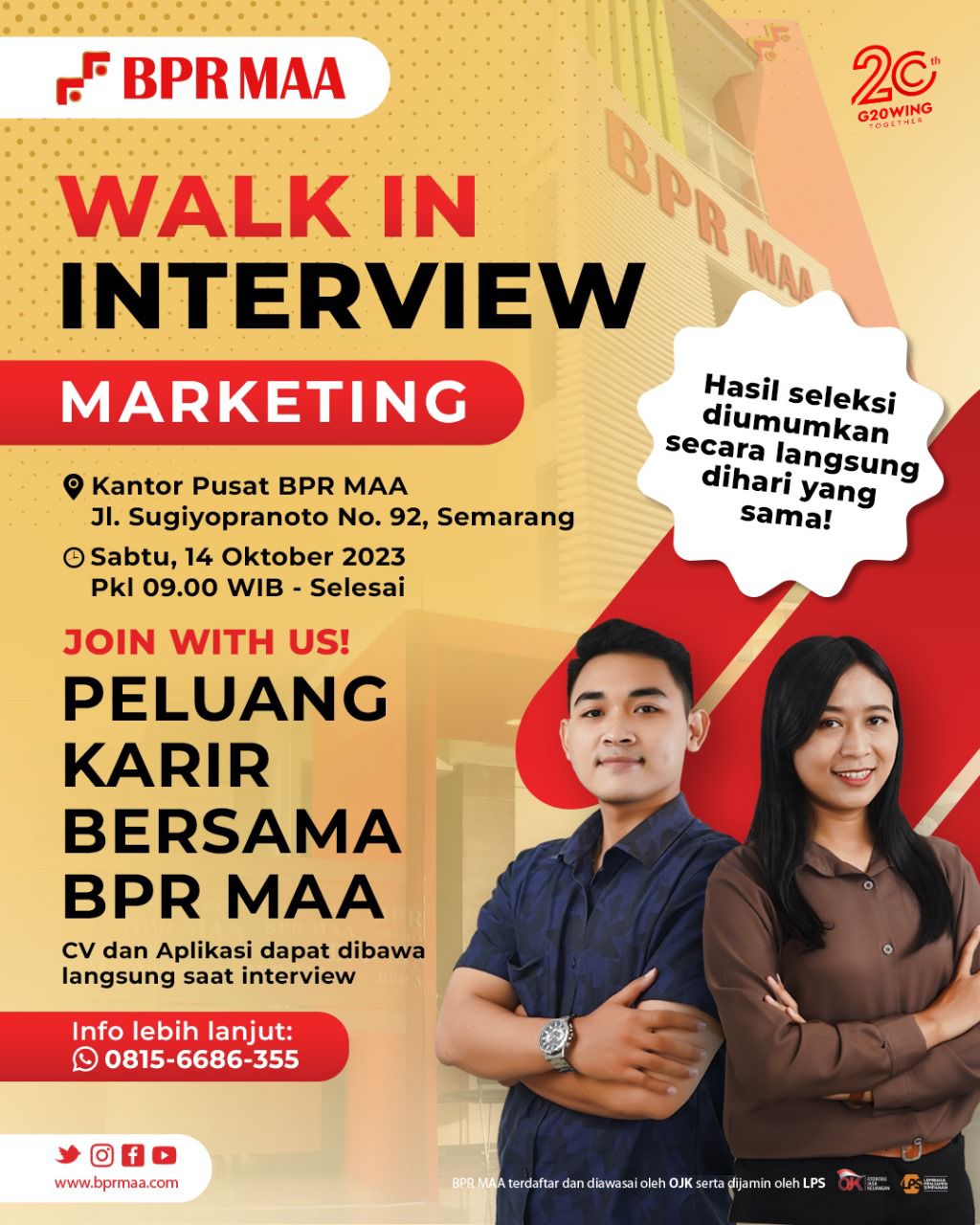 Lowongan Kerja Oktober 2023 – BPR MAA – Marketing