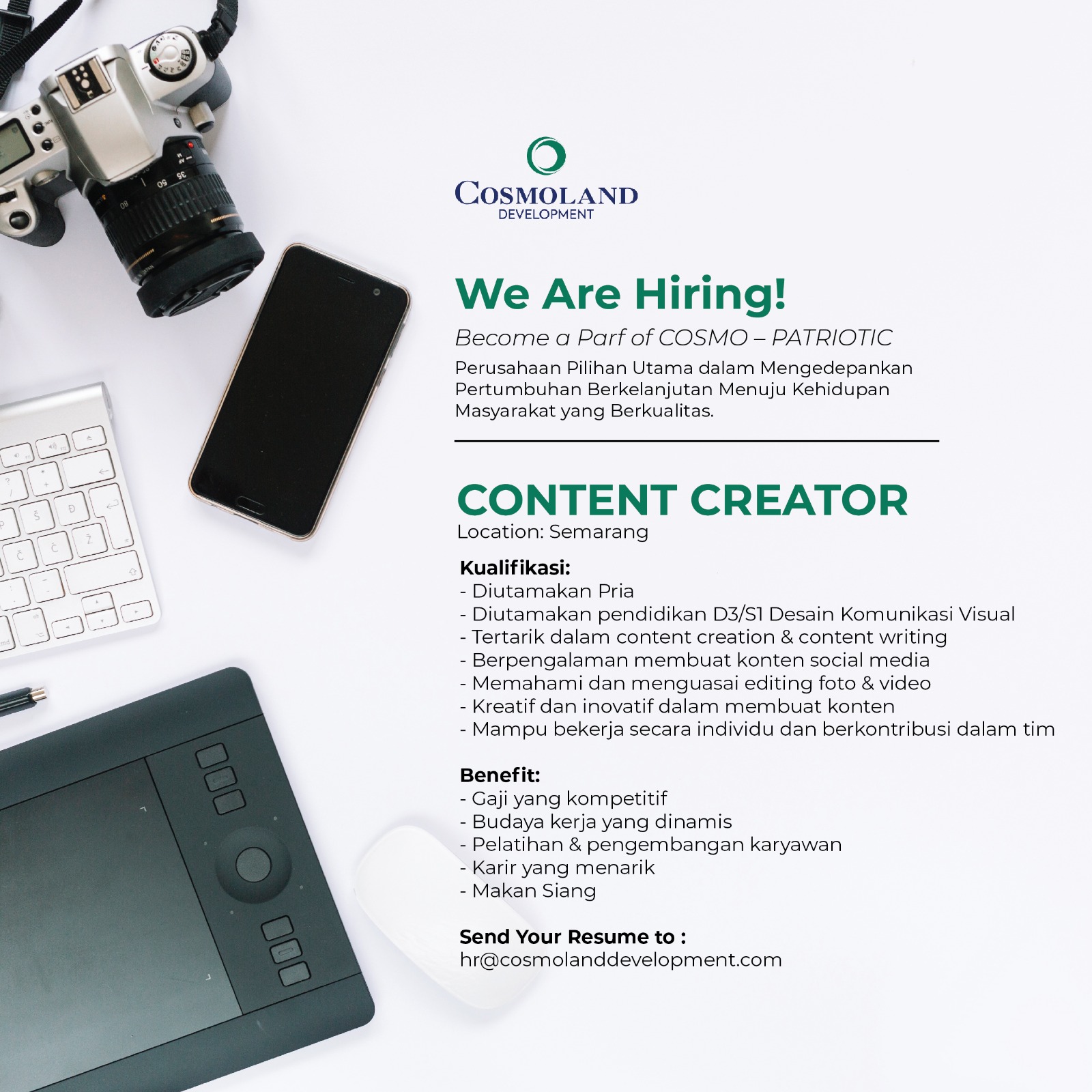 Lowongan Kerja Januari 2024 - COSMOLAND - Content Creator - SCU