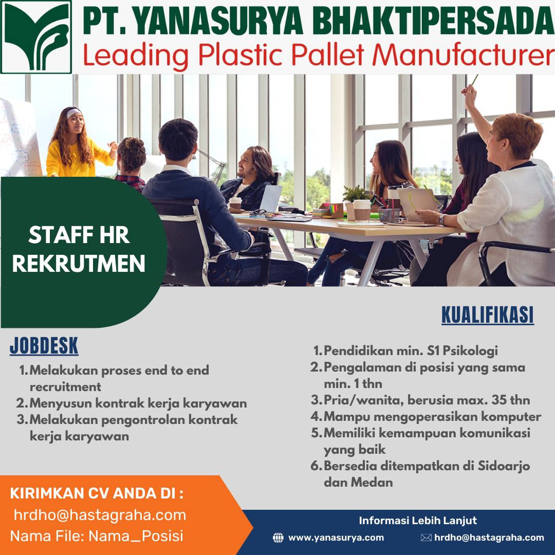 Lowongan Kerja Januari 2024 -PT.YANASURYA BHAKTIPERSADA -STAFF HR ...