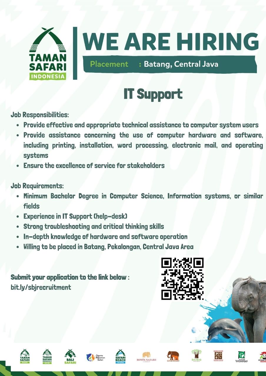 Lowongan Kerja Januari 2024 – Taman Safari Indonesia – It Support ...