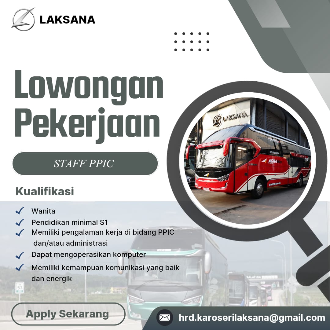 Lowongan Kerja Agustus 2024 – LAKSANA – Staff PPIC