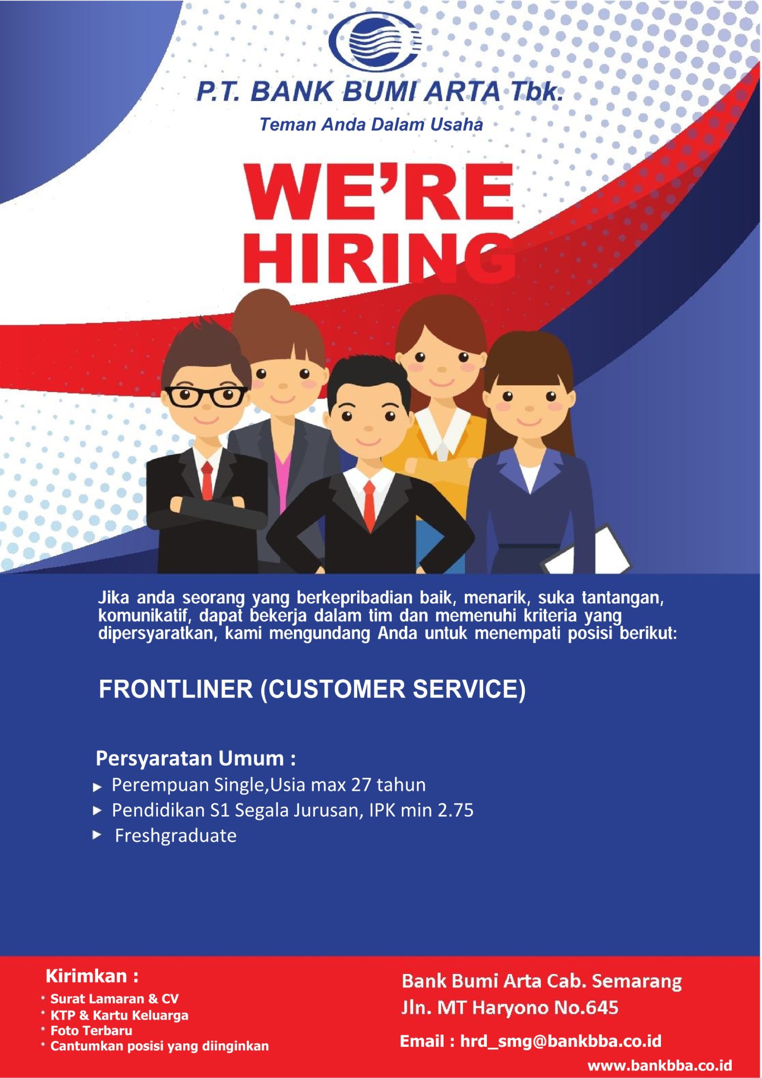 LOWKER Sept2024: BANK BUMI ARTA  // Frontliner : Customer Service