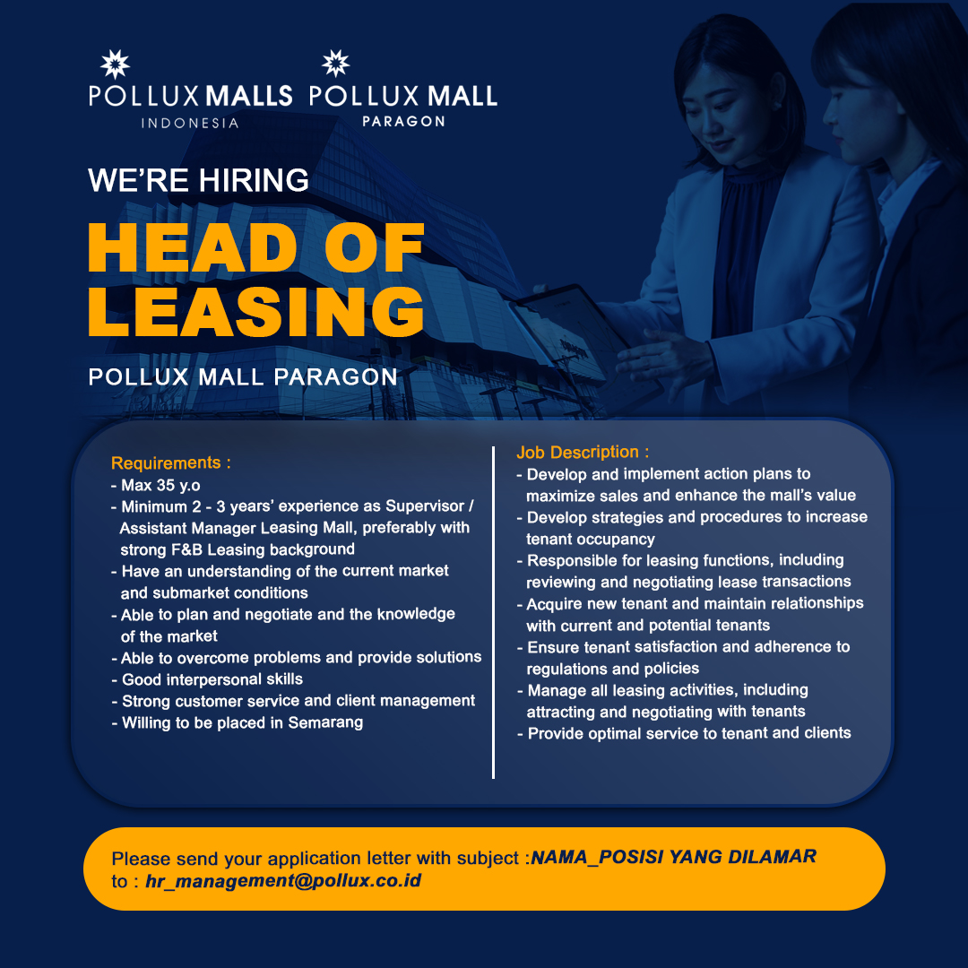 LOWKER Sept2024: POLLUX Mall Paragon // Head Of Leasing