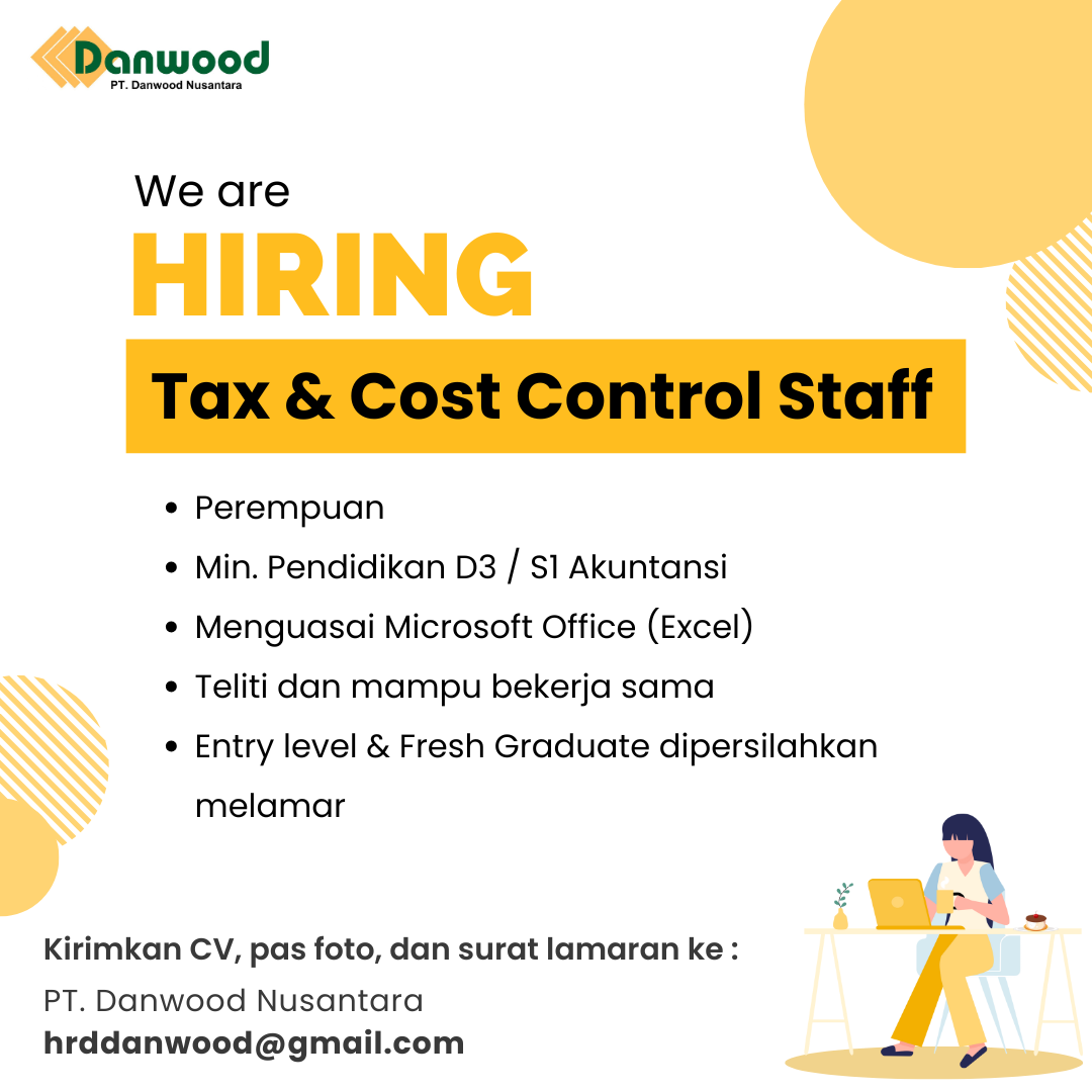 LOWKER Sept 2024:  PT DANWOOD Nusantara // Tax & Cost Control Staff