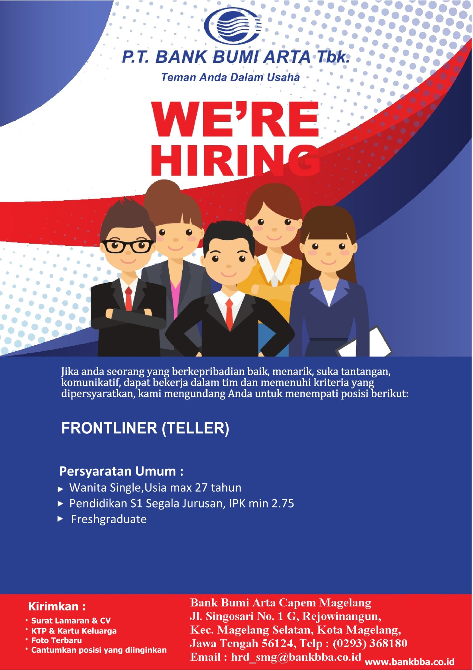 LOWKER Sept2024: PT. BANK BUMI ARTHA, Tbk // Frontliner TELLER