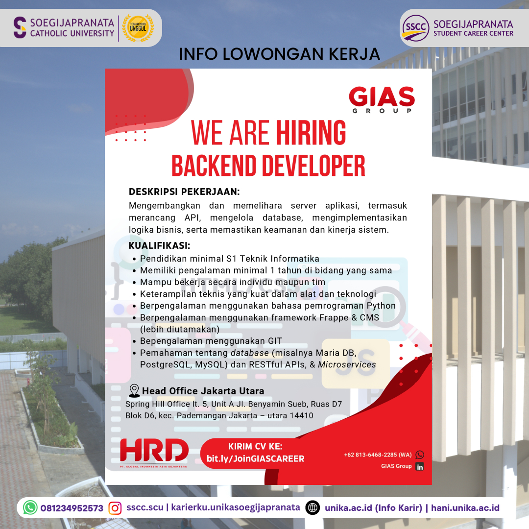 Loker Oktober 2024 – GIAS Group || Backend Developer