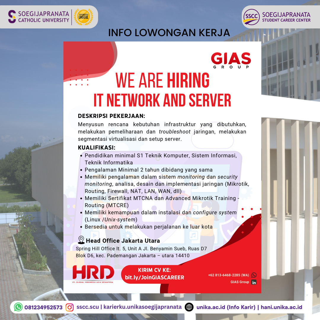 Loker Oktober 2024 – GIAS Group || IT Network and Server