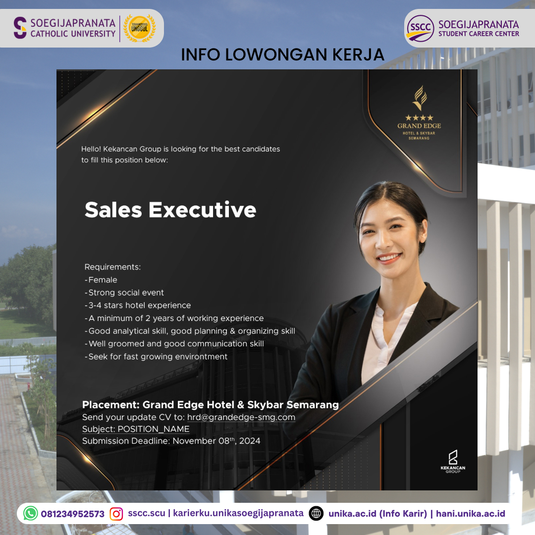 Loker Oktober 2024 – Grand Edge Hotel || Sales Executive