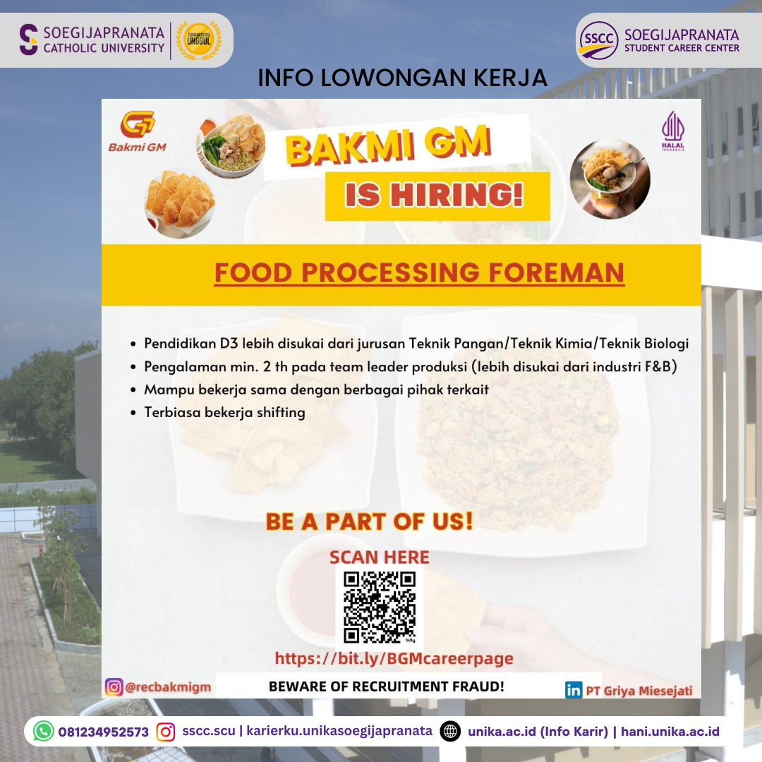 Loker Oktober 2024 – Griya Miesejati || Food Processing Foreman