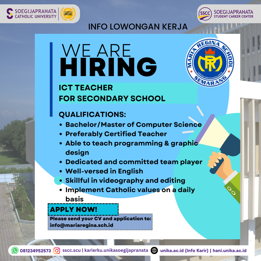 Loker Oktober 2024 – Maria Regina School || ICT Teacher