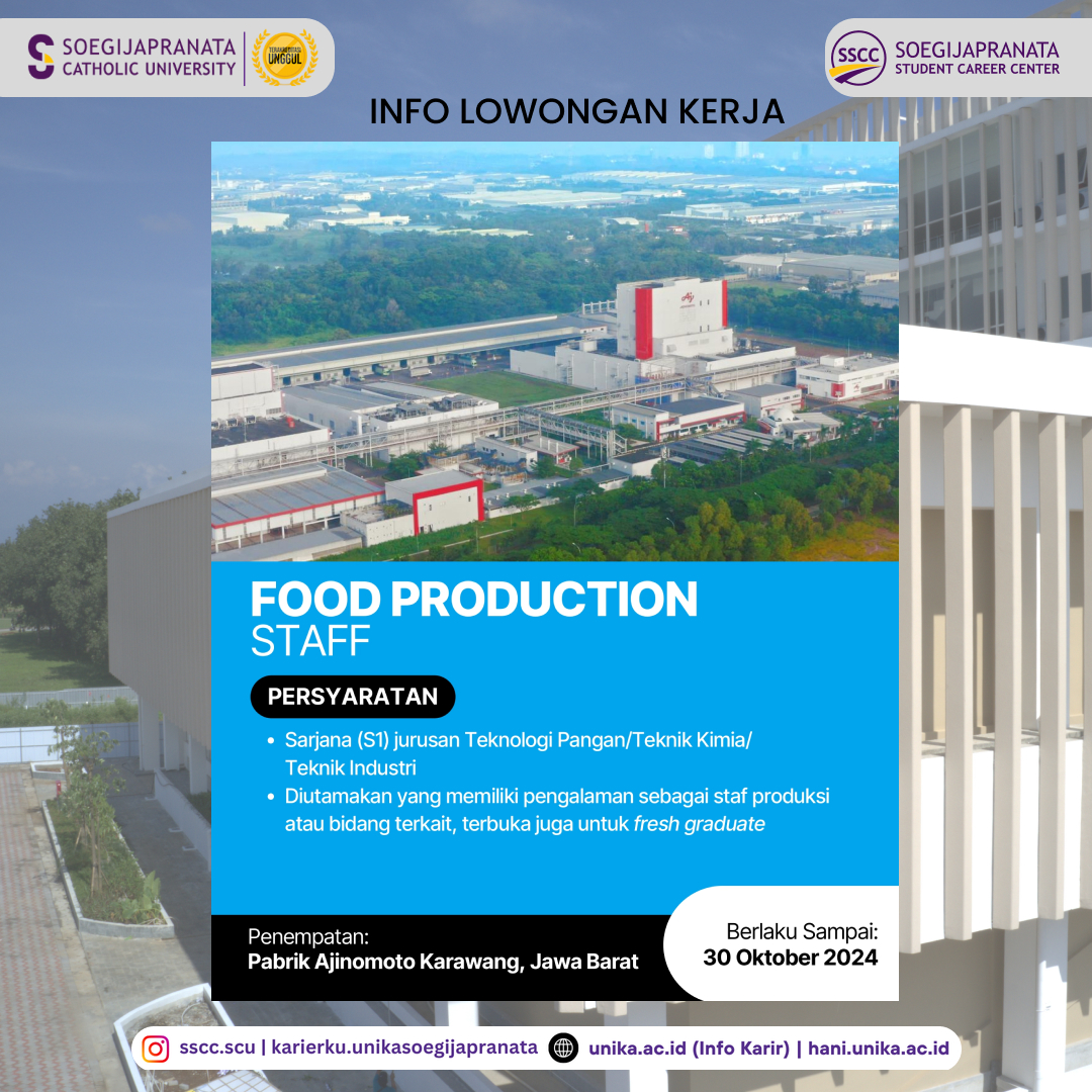 Loker Oktober 2024 – PT Ajinomoto || Food Prod. Staff