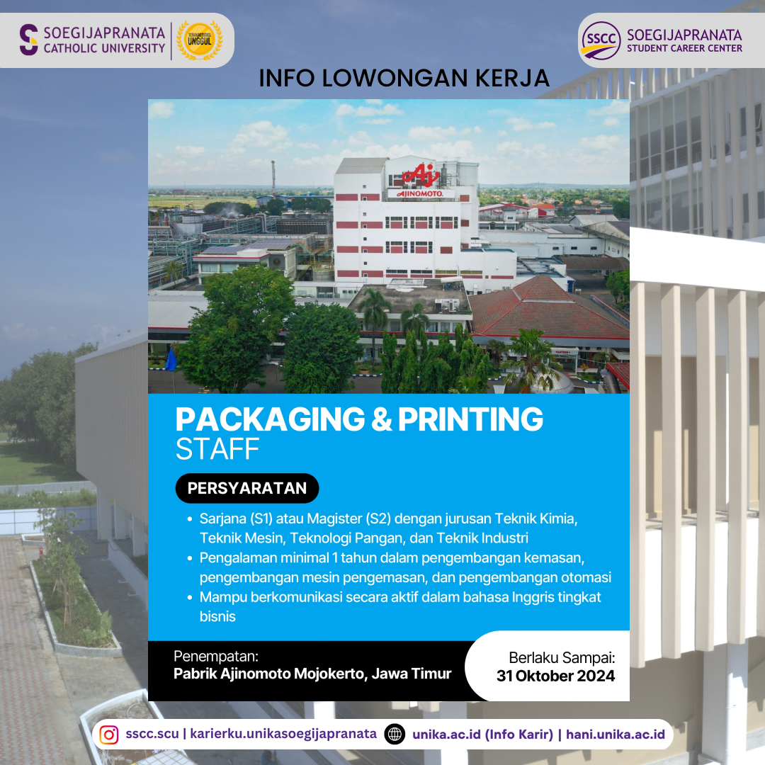 Loker Oktober 2024 – PT Ajinomoto || Packaging & Printing Staff