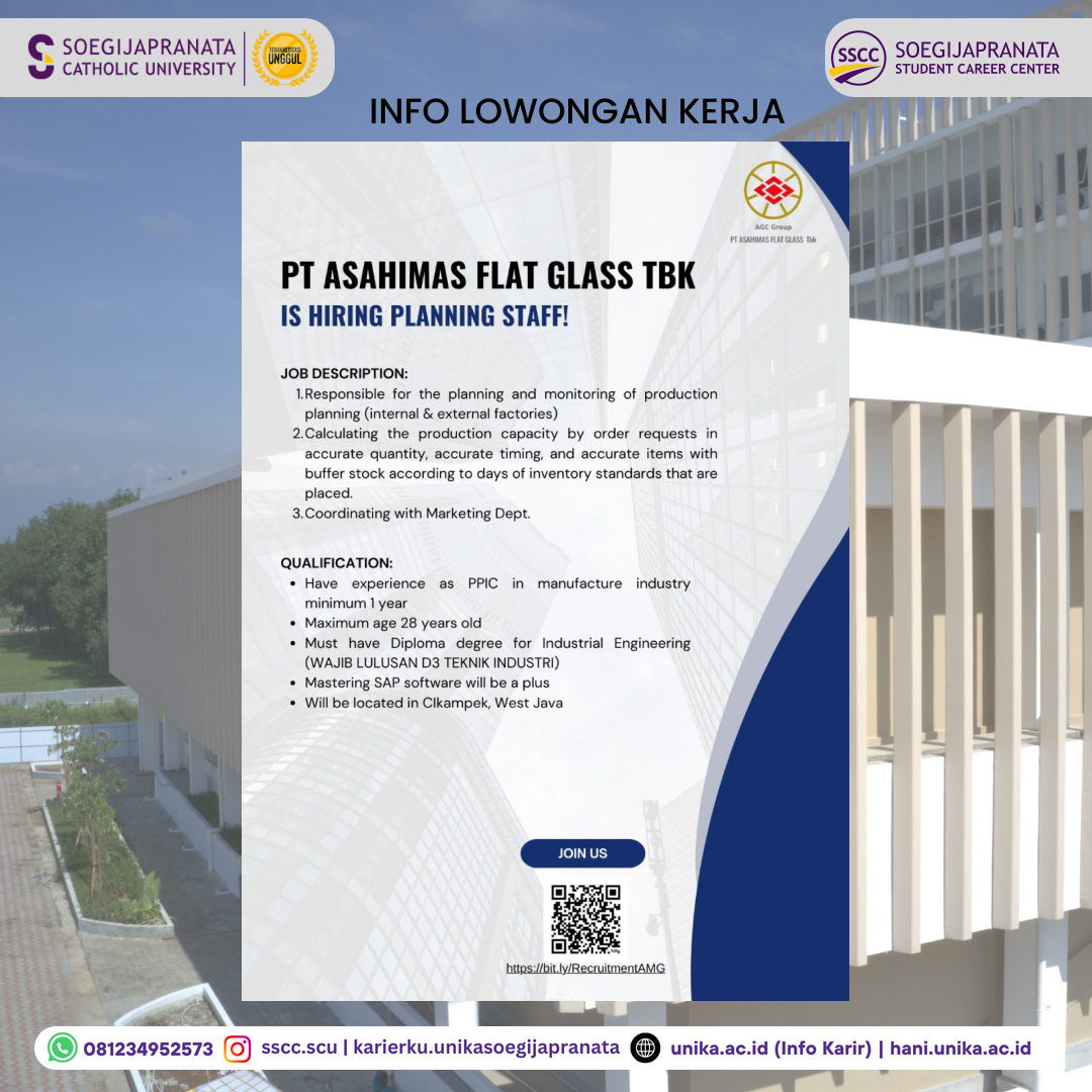 Loker Oktober 2024 – PT Asahimas Flat Glass || Planning Staff