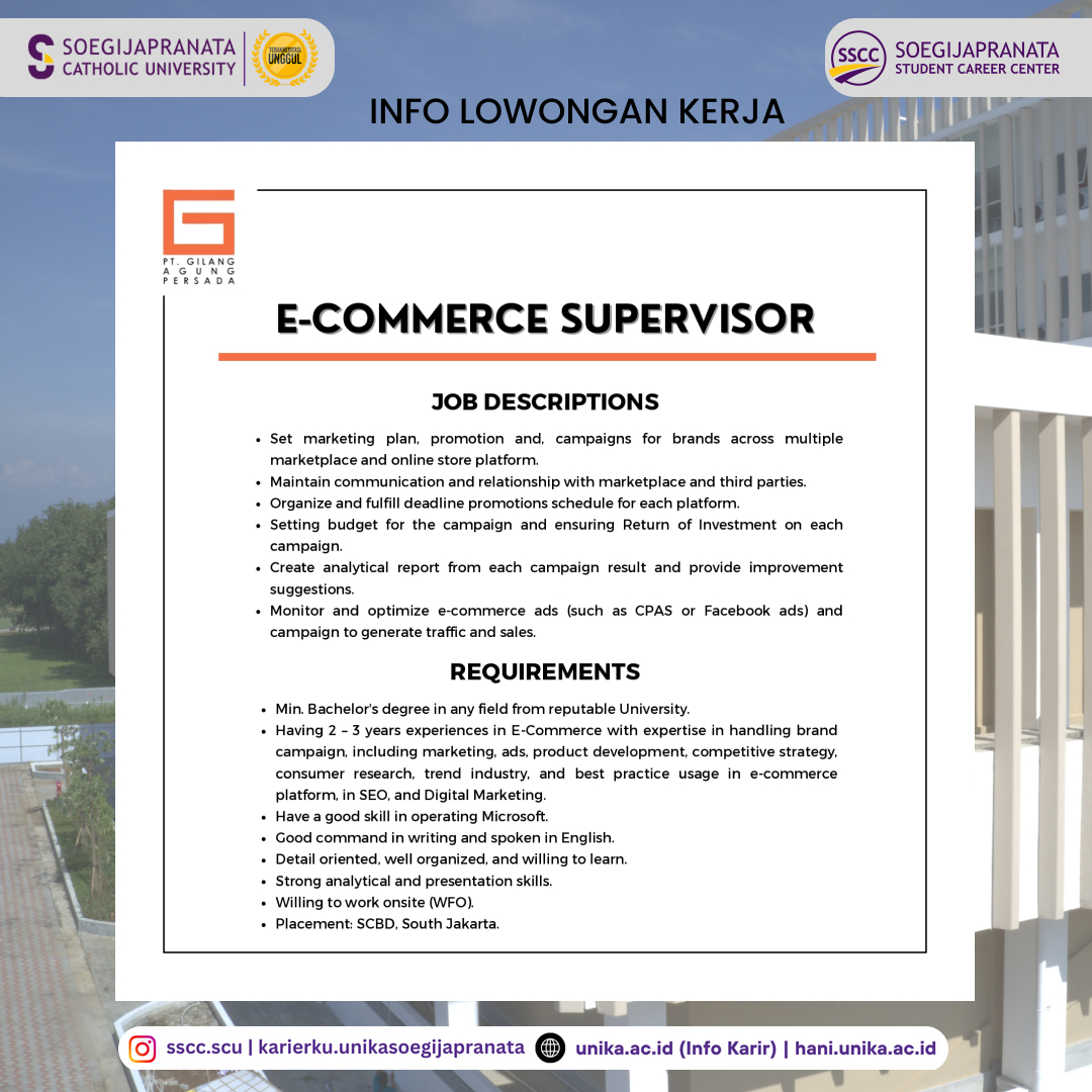 Loker Oktober 2024 – PT GAP || Ecommerce SPV