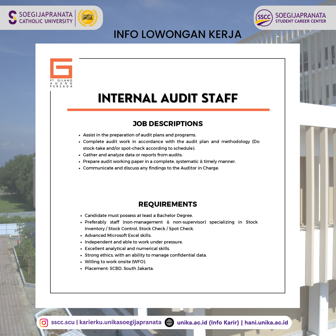 Loker Oktober 2024 – PT GAP || Internal Audit Staff