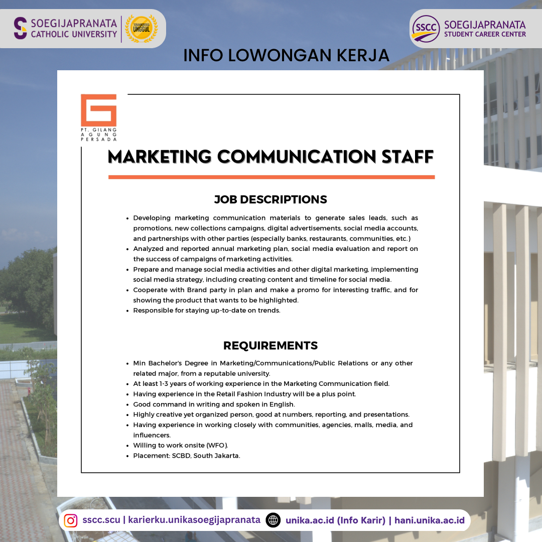 Loker Oktober 2024 – PT GAP || MarComm Staff