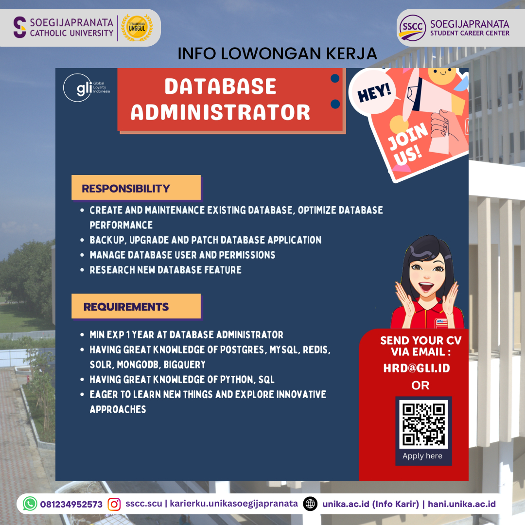 Loker Oktober 2024 – PT GLI || Database Administrator